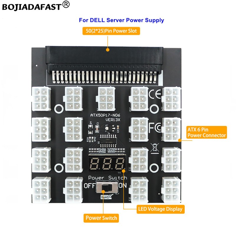 2400W Server Psu Breakout Board - 17 * Konektor PCI-E 6Pin Papan